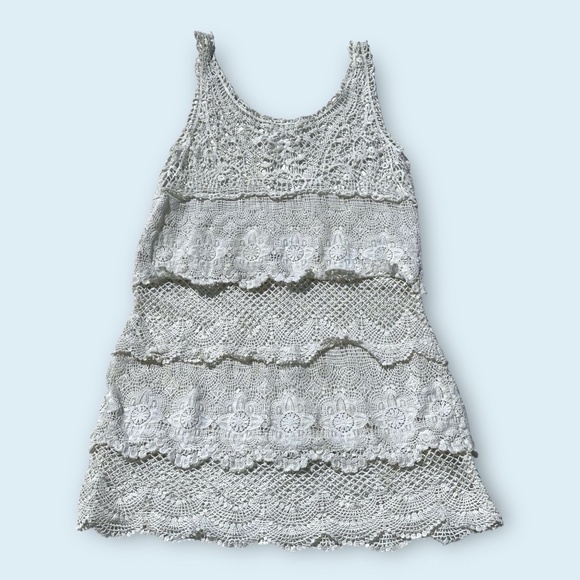 AMERICAN EAGLE OUTFITTERS Crochet Dress Cover Up Boho Beachy Feminine Ivory M - Picture 2 of 7